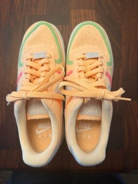 Nike Peach Sneakers with Green & Pink Accents